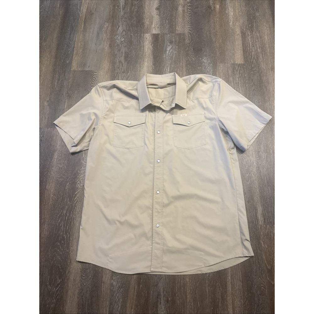 Seager Grit Co Shirt Men's L Tan Pearl Snap Western Stretch Fishing (See Pics)